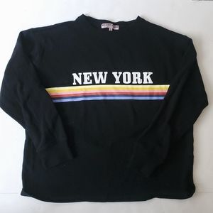 Mulberry and Grand New York Rainbow Striped Long Sleeve Shirt Black Large Women